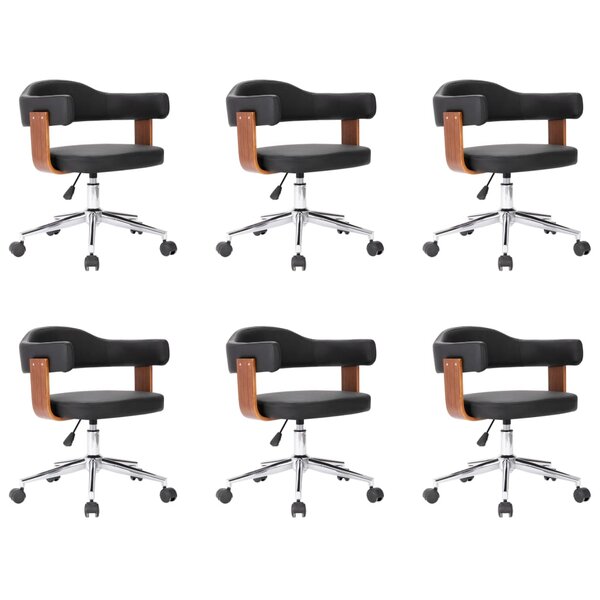 vidaXL Chaises pivotantes à manger lot de 6 bois courbé et similicuir