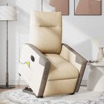 vidaXL Fauteuil inclinable de massage électrique Crème Tissu