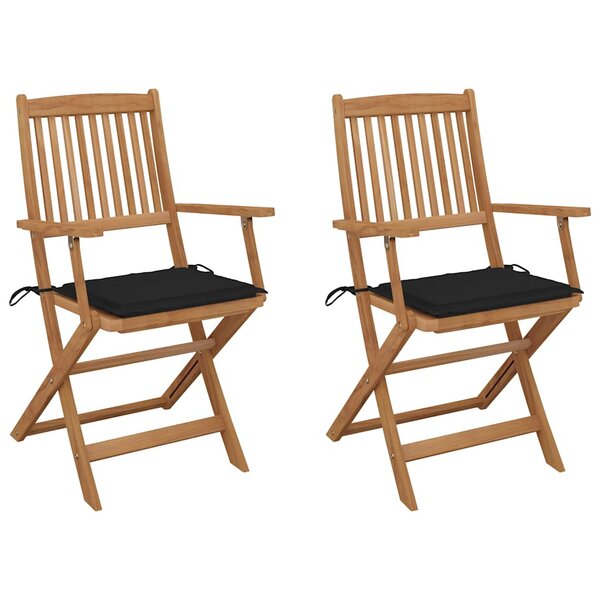 vidaXL Chaises pliables de jardin lot de 2 avec coussins Bois d'acacia