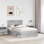 vidaXL Cadre de lit Gris Sonoma 120 x 190 cm Bois de pin massif