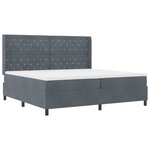 vidaXL Lit à Ressorts avec Matelas LED Gris foncé 200 x 200 cm Velours