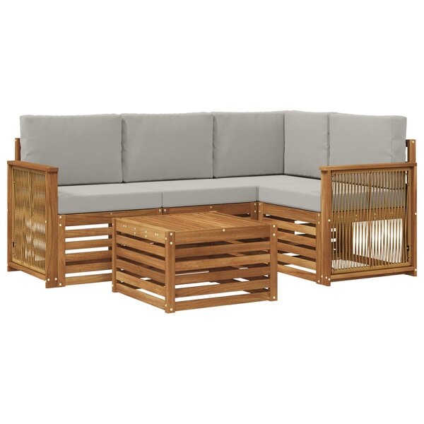 vidaXL Ensemble de canapés d'extérieur 5 Pièces Naturel et gris clair