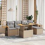 vidaXL Salon de jardin avec coussins 6 Pièces beige résine tressée