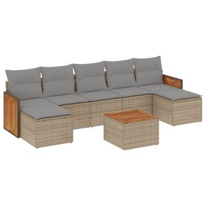 vidaXL Salon de jardin avec coussins 8 Pièces beige résine tressée