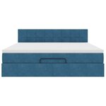 VidaXL Cadre de lit ottoman avec matelas bleu foncé 180x200 cm velours