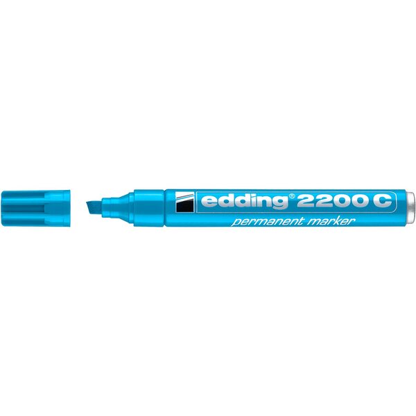 Marqueur Permanent 2200C Corps Alu Pointe Biseau Bleu clair 1-5 mm EDDING