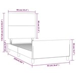 vidaXL Cadre de lit avec tête de lit Gris clair 90x200 cm Velours