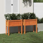 vidaXL Jardinières 2 Pièces avec pieds cire marron bois de pin massif