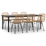 vidaXL Ensemble à manger de jardin 7 Pièces Résine tressée
