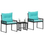 vidaXL Ensemble de meubles d'extérieur 7 Pièces Noir et turquoise