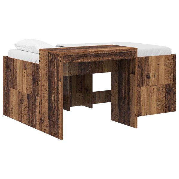 vidaXL Lit haut pour enfants avec bureau Bois ancien Bois d'ingénierie