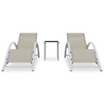 vidaXL Chaises longues 2 Pièces avec table Aluminium Crème