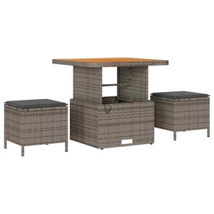 vidaXL Ensemble de salle à manger pour jardin 3 Pièces Gris Poly rotin