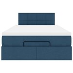 vidaXL Cadre de lit ottoman avec matelas bleu 120x190 cm tissu