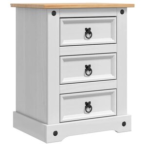 vidaXL Table de chevet avec tiroir Blanc 53 x 39 x 66 cm Pin massif