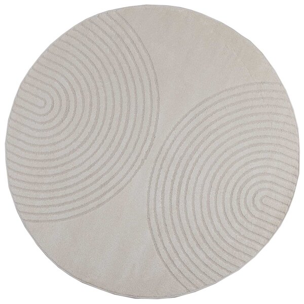vidaXL Tapis de surface Rond HUARTE Crème Ø 160 CM Polyester