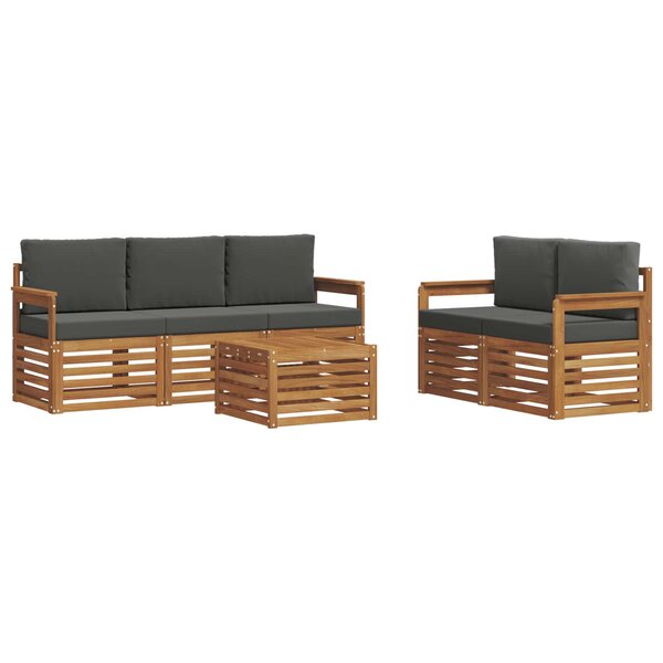 vidaXL Ensemble de canapés d'extérieur 6 pc Naturel et Anthracite