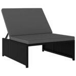 vidaXL Chaises longues 2 Pièces avec table Résine tressée Noir