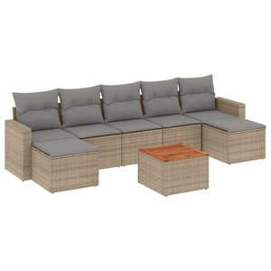 vidaXL Salon de jardin avec coussins 8 Pièces beige résine tressée