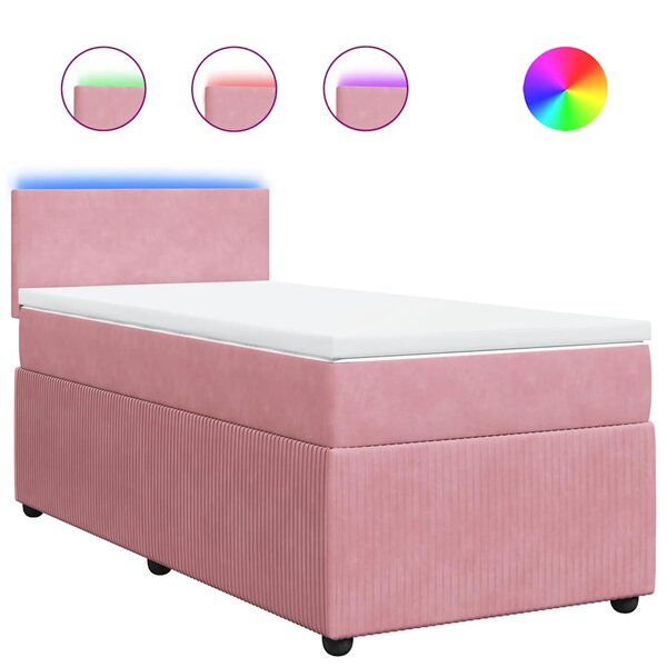 vidaXL Sommier à lattes de lit avec matelas Rose 90x190 cm Velours