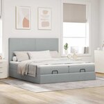 VidaXL Cadre de lit ottoman et matelas gris clair 200x200cm tissu