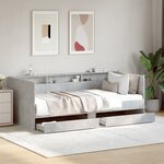 vidaXL Lit de jour avec tiroirs sans matelas gris béton 100x200 cm