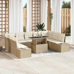 vidaXL Ensemble de canapé de jardin 10 Pièces Beige Poly rotin
