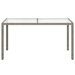 vidaXL Table de jardin 150x90x75 cm Verre trempé et poly rotin Gris