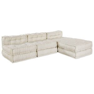 vidaXL Canapé modulaire 4 Pièces Crème tissu