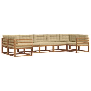 vidaXL Ensemble de canapés d'extérieur 7 pc Naturel et Beige