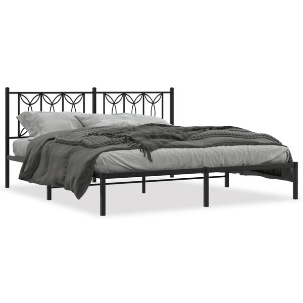 vidaXL Cadre de lit métal sans matelas et tête de lit noir 180x200 cm