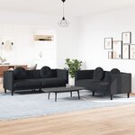 vidaXL Ensemble de canapés 2 Pièces avec coussins noir velours