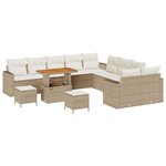 vidaXL Ensemble de canapé de jardin 13 Pièces Beige polyrotin