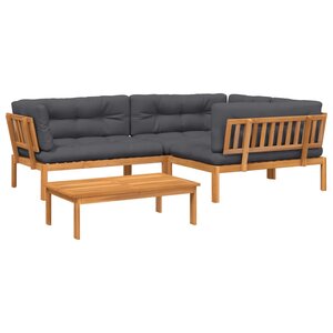 vidaXL Salon palette de jardin avec coussins 4Pièces bois d'acacia massif