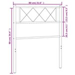 vidaXL Tête de lit métal noir 75 cm