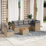 vidaXL Salon de jardin avec coussins 7 Pièces beige résine tressée