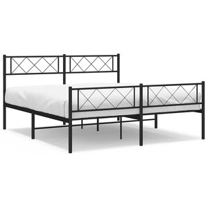 vidaXL Cadre de lit métal sans matelas avec pied de lit noir 135x190cm