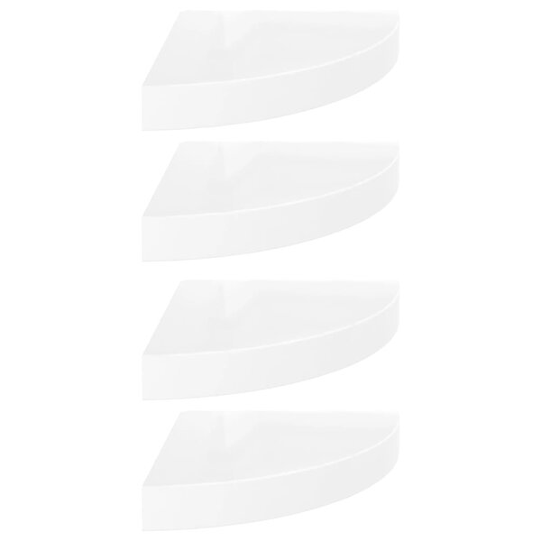 vidaXL Étagères d'angle flottantes 4 pièces Blanc brillant 25 x 25 x 3 8 cm MDF