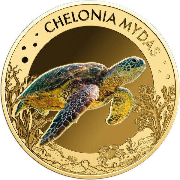 Monnaie GREEN SEA TURTLE Sea Creatures 1/1000 Oz Or 3000 Francs Chad (PRÉCOMMANDE)