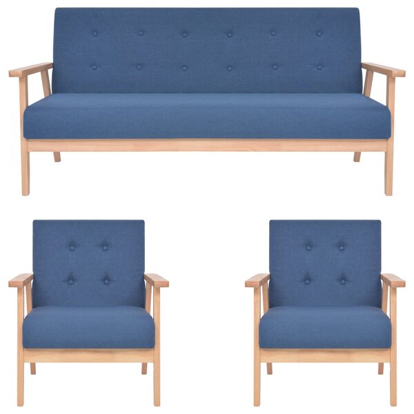 vidaXL Ensemble de canapés 3 Pièces Tissu Bleu