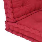 vidaXL Coussins de plancher de palette lot de 2 Coton Bordeaux
