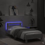 vidaXL Cadre de lit tête de lit et lumières LED gris béton 90x190 cm