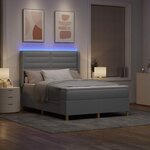 vidaXL Lit à ressorts avec matelas Gris clair 140 x 200 cm tissu