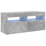 vidaXL Meuble TV avec lumières LED gris béton 90x35x40 cm