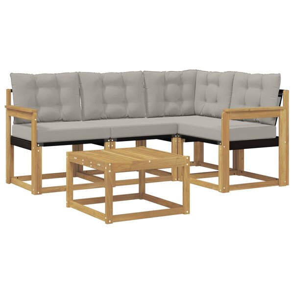 vidaXL Ensemble de canapés d'extérieur 5 pc Blanc et gris clair