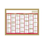 Calendrier mural  2023 - 14 mois - 27 x 21 cm - couleur or / rouge