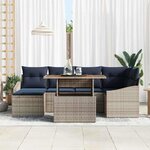vidaXL Ensemble de canapé de jardin 7 Pièces Gris Poly rotin