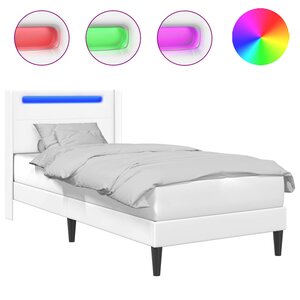 vidaXL Cadre de lit avec bandes LED Blanc 100 x 200 cm Simili cuir