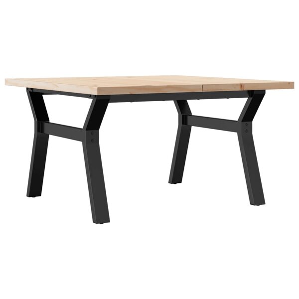 vidaXL Table basse cadre en Y 80x80x45 5cm bois de pin massif et acier