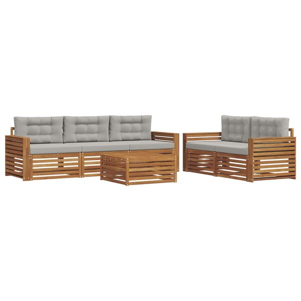 vidaXL Ensemble de canapés d'extérieur 6 pc Gris Naturel et Clair